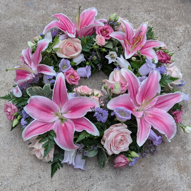 lily and rose wreath