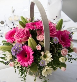 Baby girl basket arrangement