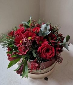 valentines hat box arrangement