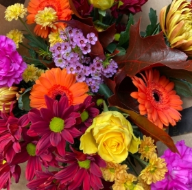 Autumn florists choice hand tied bouquet