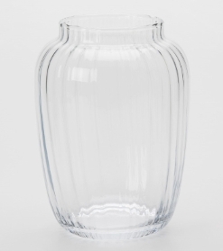 Ribbed clear glass vase